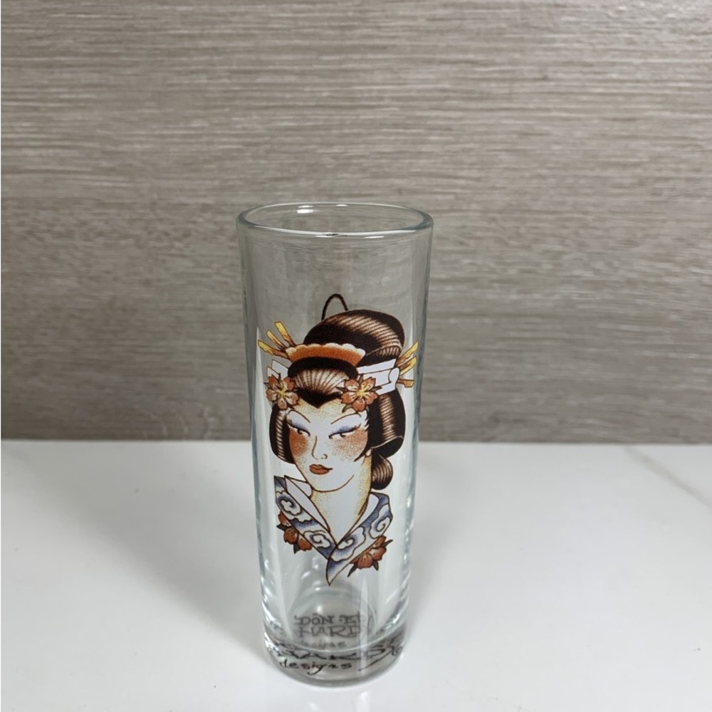 Ed Hardy Geisha Glass Art - Orange, Yellow, Black